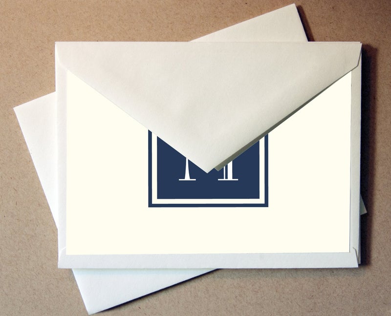 Little Notes by Comptime Monogram Stationery Note Cards - Monogram Thank You Cards (M) - Image 2